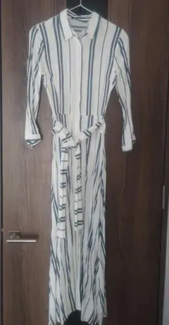 ZARA ザラ　リネン混　ストライプ　ロングワンピース　安室奈美恵