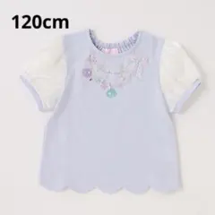 メゾピアノ　シェルネックレス刺しゅう　裾スカラップＴシャツ