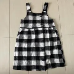 白黒チェック ジャンバースカート 110サイズ