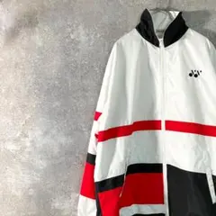 YONEX　ウィンドブレーカー　長袖　ホワイト　ジップアップ　ロゴ　ポリエステル