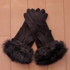 【未着用】リボン付き手袋 ブラック