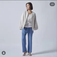 LAUTREAMONT 水色センタープレスパンツ