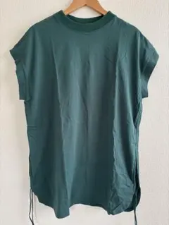 サイドドロスト 半袖Tシャツ 深緑のサムネイル