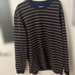 UNIQLO ネイビーとブラウンのストライプ 長袖カットソー L