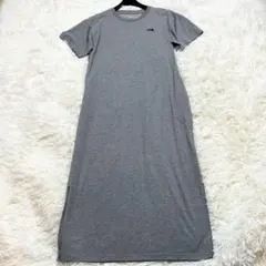 極美品 ノースフェイス 半袖ワンピース マキシ丈 サイドスリット グレー L