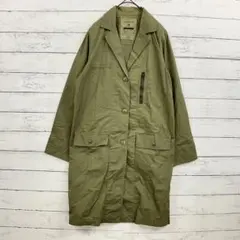 カーキ ロングコート 38 綿100% ミリタリー レディース コットン 春秋