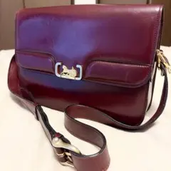 【OLDCELINE】馬車金具 ショルダーバッグ ボルドーのサムネイル