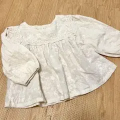【未使用】トップス 長袖 刺繍 80cm 12-18month 綿100%