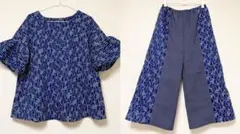 浴衣リメイク 浴衣反物 トップ&ワイドパンツ セットアップ - メルカリ