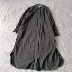 ムジルシリョウヒン無印良品 バンドカラー長袖ワンピースMチャコールグレー