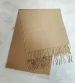 ベージュ フリンジ付き マフラー　アクリル　薄手コンパクト　中古品