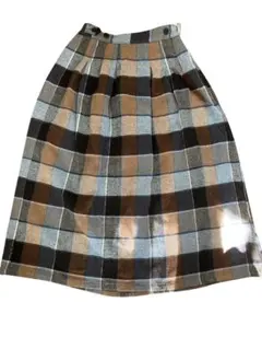 【冬用】Samantha Mos2 チェック柄　膝下プリーツスカート サイズF