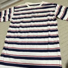 ikka 半袖 Tシャツ ボーダー柄 ロゴ入り Lサイズのサムネイル