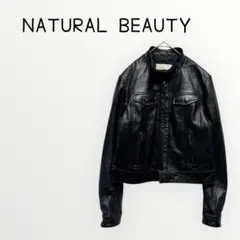 【NATURAL BEAUTY 】シングルライダースジャケット 黒　ラム