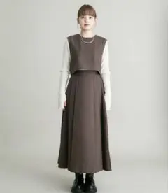 KBF BACKオープンセパレートワンピース　ブラウン