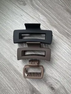 ヘアクリップセット ブラック ブラウン 3サイズ