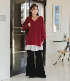 kastane メランジVあきニットプルオーバー