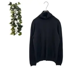 【L】 ユニクロ エクストラファインメリノウールタートルネックセーター 長袖 黒