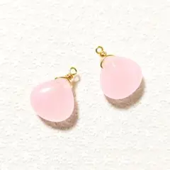 206＊ピアス加工でき〼＊14KGF＊桜ピンクジェードマロンのチャーム