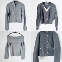 【4点まとめ売り】グレー系ニットトップス ジャケット