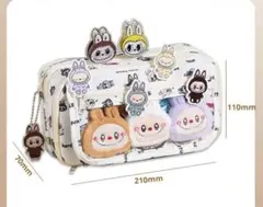 LABUBU ラブブキャラクター柄 9層収納筆箱 付属品付き