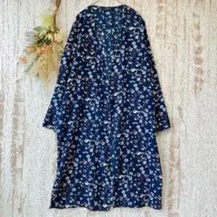 ホリデーホリック　ロングガウン　カーディガン（M）ネイビー　紺　花柄　a2160