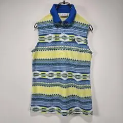 adidas golf　ノースリーブ　ポロシャツ　L　総柄　ロゴ　刺繍　状態良好のサムネイル