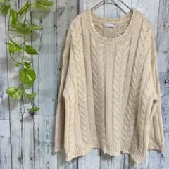 【セブンデイズサンデー】ニット(M)セーター/ケーブルニット/オフホワイト