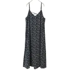 美品✨コルザ ハニーズ キャミワンピース M 紺 花柄 バッククロス ロング