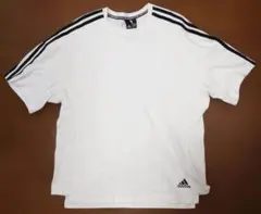 adidas ホワイト Tシャツ 黒ストライプ メンズ