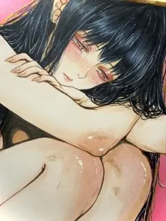 m*可様 手描き　イラスト　アナログ　女の子　中色紙