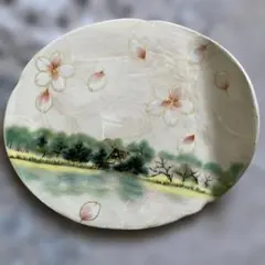 京焼 清水焼 陶葊 陶あん 桜絵 陶板 お皿