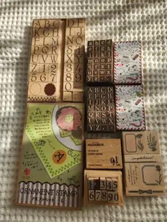 木製スタンプセット アルファベット 数字 ウェディングデコレーション イベント