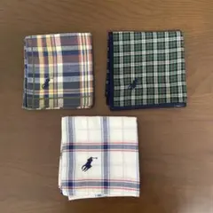 ポロ・ラルフ・ローレン チェック柄ハンカチ 3枚セット