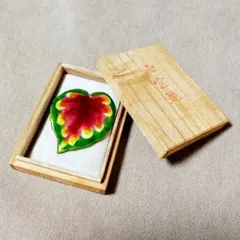 【木箱入】美品 七宝焼 ブローチ 木の葉 リーフ 伝統工芸 レトロ ヴィンテージのサムネイル