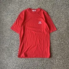 80s adidas 半袖Tシャツ トレフォイル 刺繍 レッド L