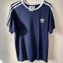 adidas トレフォイル 刺繍 Tシャツ ネイビー