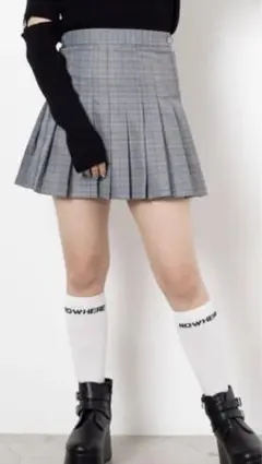 WEGO プリーツスカート　グレーチェック　M