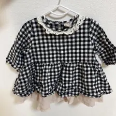 petit main チェック柄トップス　70センチ