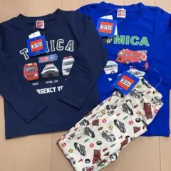 新品　トミカの長袖カットソー 2枚とパンツのセット 100