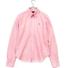 ラルフローレン　ボタンダウンシャツ　スーパースリムフィット　ピンク　ホース刺繍