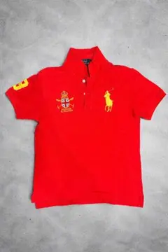 ポロラルフローレン ポロシャツ ビッグポニー エンブレム刺繍 赤 Mサイズ