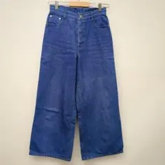 ページボーイ デニム ワイドパンツ ブルー M シンプル トレンド 綿 人気