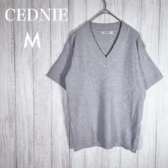 【CEDNIE 】Vネック半袖ニットセーター　レーヨン80% Mサイズ　春夏秋