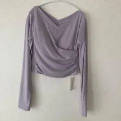 【Rintosull】カップ付きギャザークロスロングスリーブトップス Lサイズ