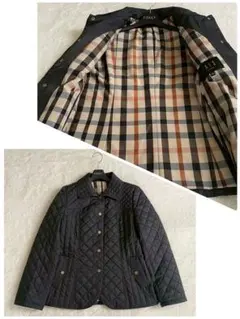 未使用品級 ダックス キルティング ジャケット 裏地 ハウスチェック ブラック