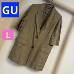GU レディース テーラードジャケット 半袖 ベージュ Lのサムネイル