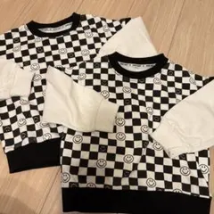 チェック柄 スマイルマーク トレーナー　保育園着