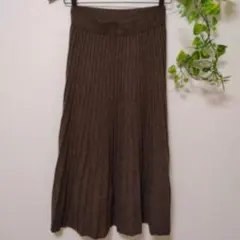 プリーツ　ニット　フレア　スカート　M　ブラウン　コーナーズ