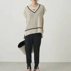 美品✨【WEB限定】ラウンジドレス リネンライクニットベスト 和紙混
